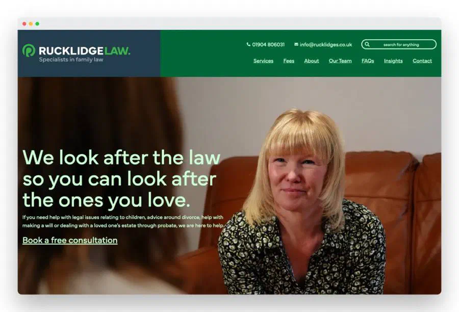 Rucklidge Law website after the rebuild