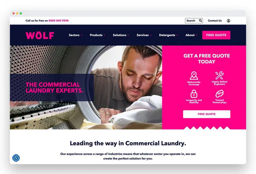 Wolf Laundry website after the rebuild