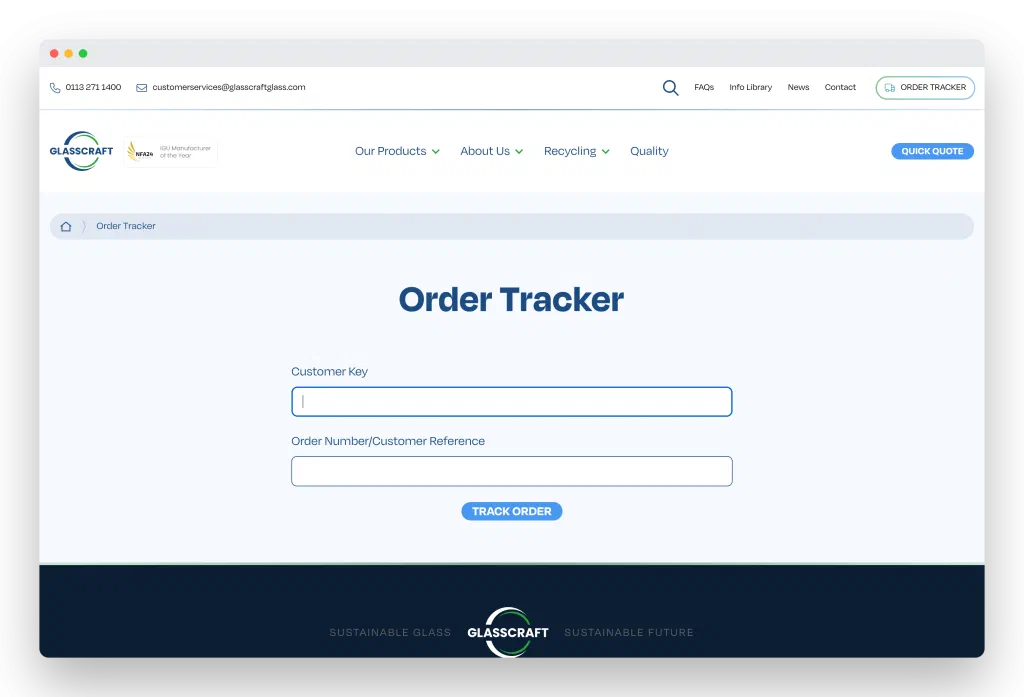 The Glasscraft live order tracker